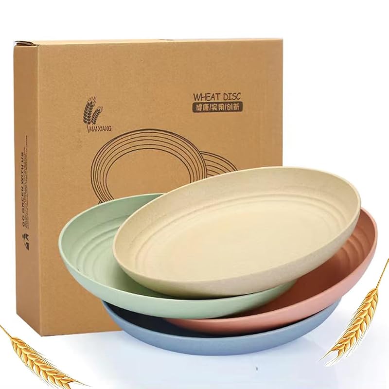 9 Inch Unbreakable Wheat Straw Plates - Reusable Dishwasher Safe Plate Set (Variation: Plate-9in)