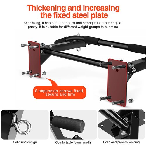 Wall-Mounted Pull-Up Bar – Drill Installation, Home Gym Equipment for Indoor Fitness, Chin-Up Bar for Strength Training, Spine Stretching & Inverted Workouts