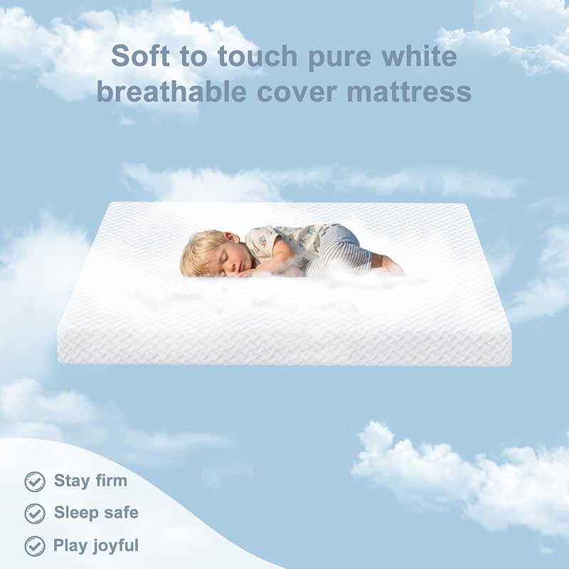 3 Inch Toddler Mini Mattress 38x26 Waterproof Foam Mattress Pad - White