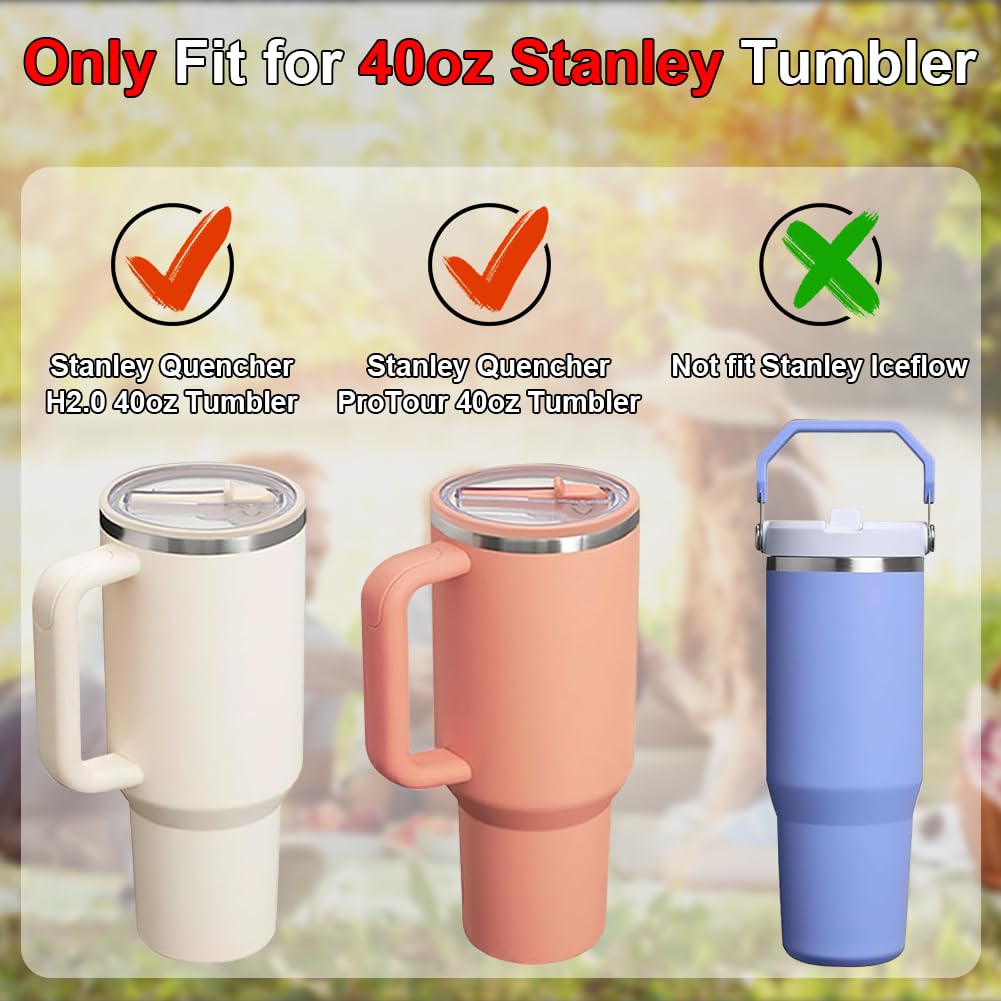 2 Pack Flip Straw Leak Proof Lid for Stanley 40 oz Tumbler Quencher - Reusable Spill Proof Lid Top Cover Stanley 40oz Cup Accessories - Replacement of Leaking Original Stanley Lids - Beige