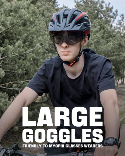 VICTGOAL Bike Helmet with USB Rechargeable Rear Light Detachable Magnetic Goggles Removable Sun Visor Mountain & Road Bicycle Helmets for Men Women Adult Cycling Helmets (L: 57-61 cm, Black Red)