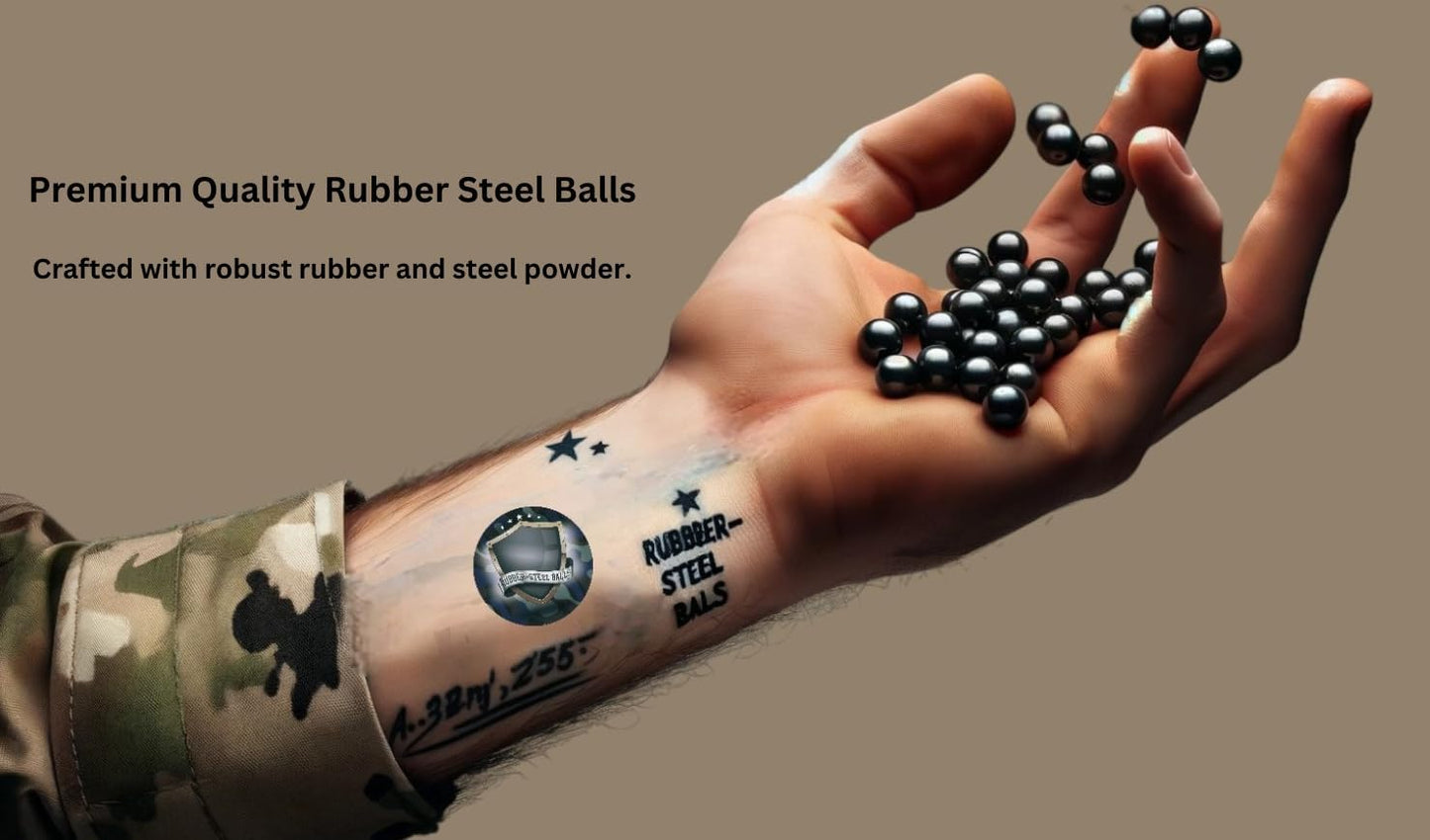 100 x Hard Mix Rubber Steel Balls Paintballs 1.8 Grams Ammo for Self Home Defense in 43 Caliber
