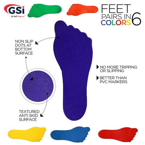 GSi Feet Spot Markers Set of 6 Pairs Non-Toxic Non-Slip in Assorted Colours for Kids Education and Learning