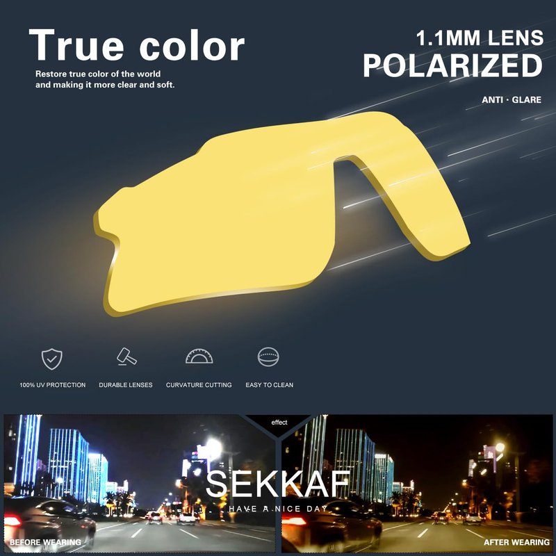 SEKKAF Polarized Sports Sunglasses for Men Women and Youth, UV400 Protection Ideal for Cycling Baseball Fishing Golf Running