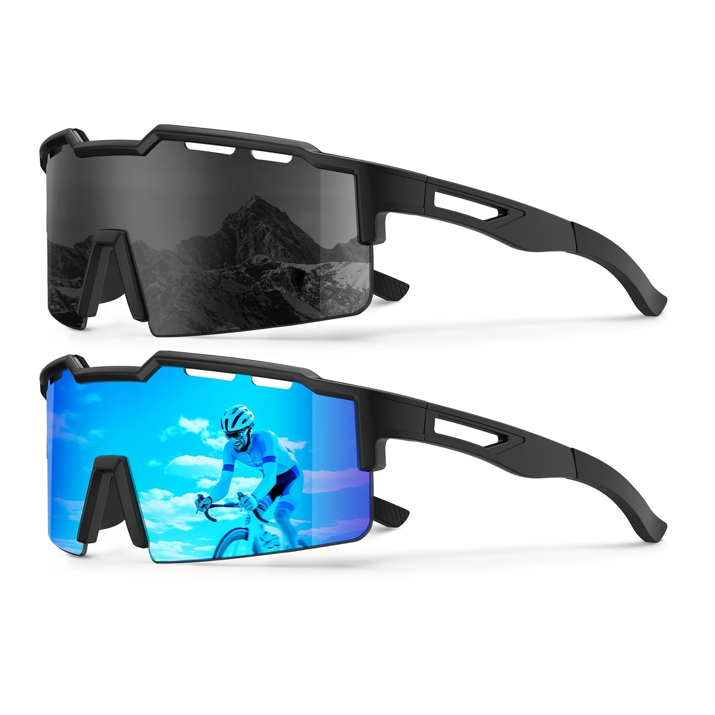 KALIYADI Polarized Sunglasses-Men Cycling Sunglasses: Sports Running Sun Glasses Men Women UV400 Golf Fishing Outdoor 3packs