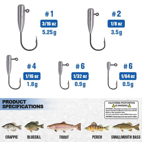 Tube Jig Heads for Crappie, Panfish, and Bass Fishing - 24 Pack (1/16 oz)