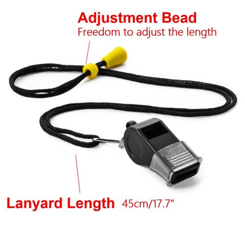 MISUYACO 12 Pack Sport Whistles with Lanyar for Coaches, Referees and Officials, Loud Crisp Sound (12 Pcs(Black))