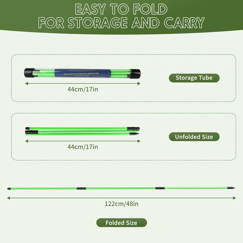 Kojcijs 2 Pack Golf Alignment Sticks and 48” Foldable Training Rods, Lightweight Fiberglass Training Aid for Stance Alignment, Swing & Posture Correction, Portable with Storage Tube