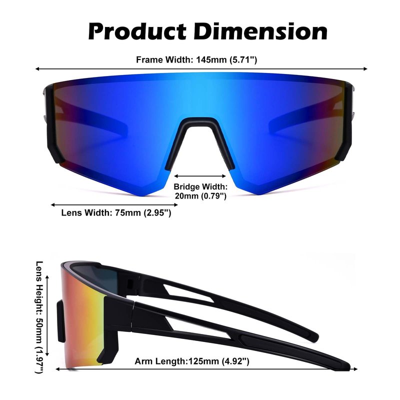 GLARDEFE Sports Baseball Sunglasses - Running Sunglasses for Men Women - Driving Fishing Cycling Bike Glasses UV400 Protection(Black/Blue Mirror)