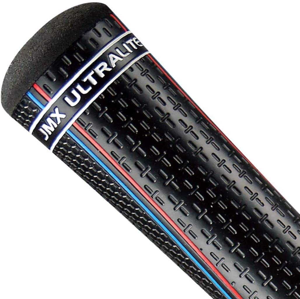 JumboMax JMX Ultralite Medium Oversize Golf Grips, 25% Lighter, Black / Red, White, Blue - Set of 1
