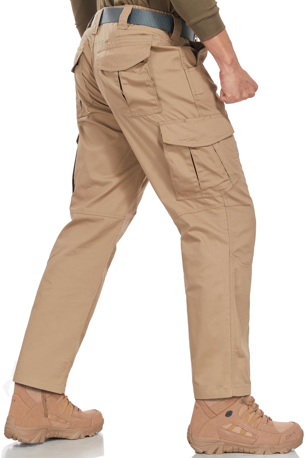 SPOSULEI Mens Tactical Pants Lightweight Ripstop Cargo Work Pants Waterproof Hiking Military Army Pants with Pockets Outdoor Apparel Dark Khaki 36Wx30L