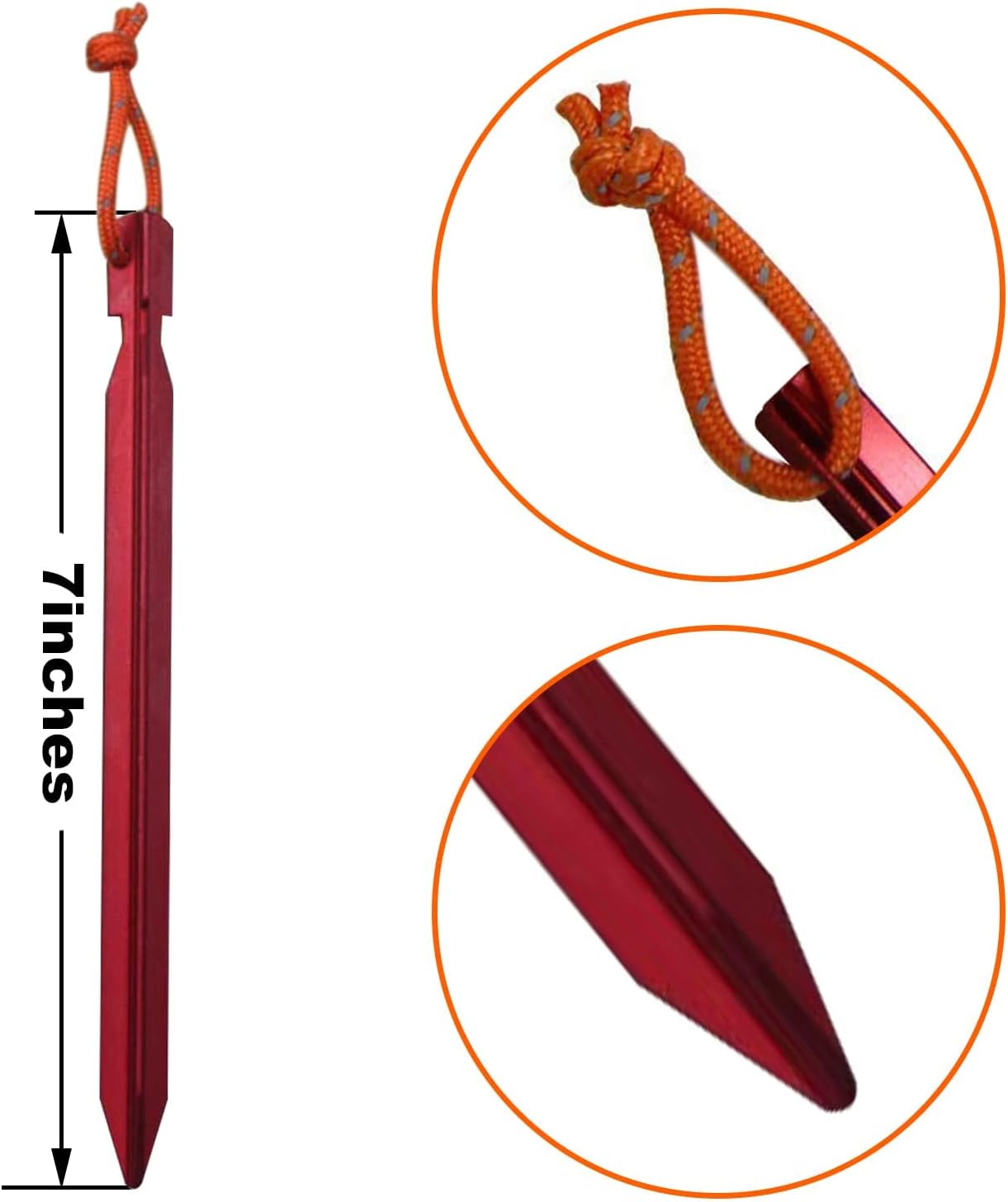 12 Pack Tent Stakes, 7075 Ground Metal Camping Aluminum Tent Pegs, Lightweight Tent Stakes Heavy Duty Spikes Camping Accessories