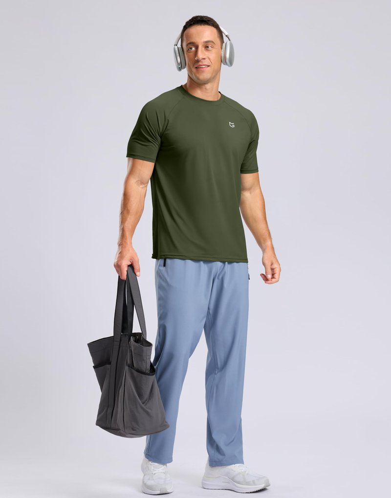 G Gradual Men's Athletic Workout T-Shirts Moisture Wicking Cooling Running Shirts Short Sleeve Performance Tee for Gym Tennis(Olive,S)