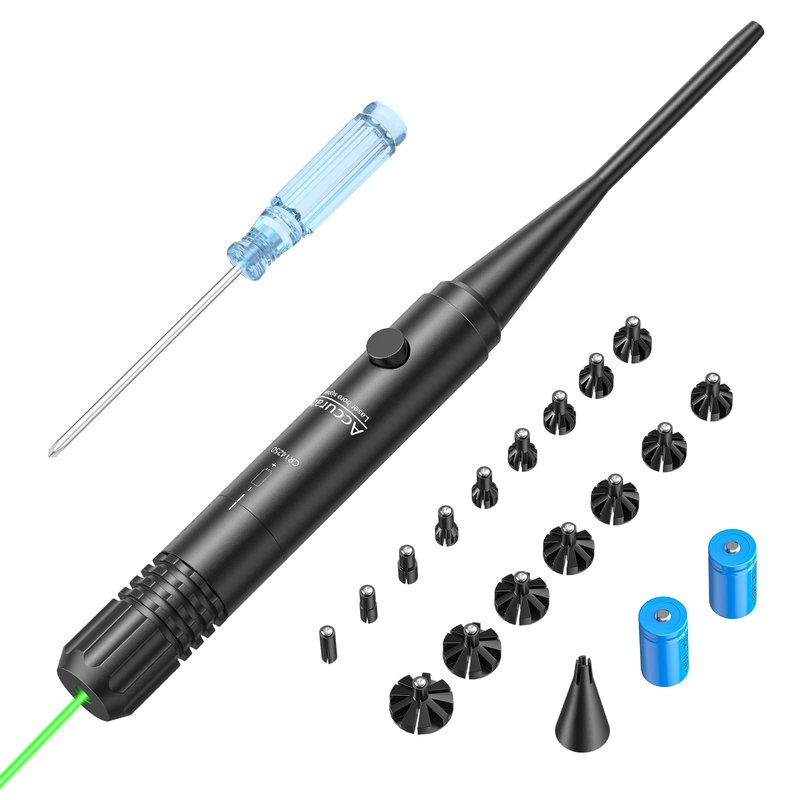 EZshoot Laser Bore Sight Kit Green Laser fit 0.17 to 12GA Caliber, Bright Laser Boresighter with Big Press Switch Hunting Boresight