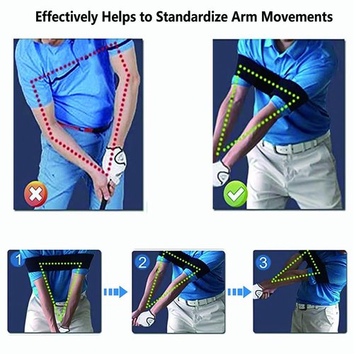 HMPBEFU 2 Pack Golf Swing Arm Band Golf Swing Training Aid Elastic Swing Correcting Trainer Band