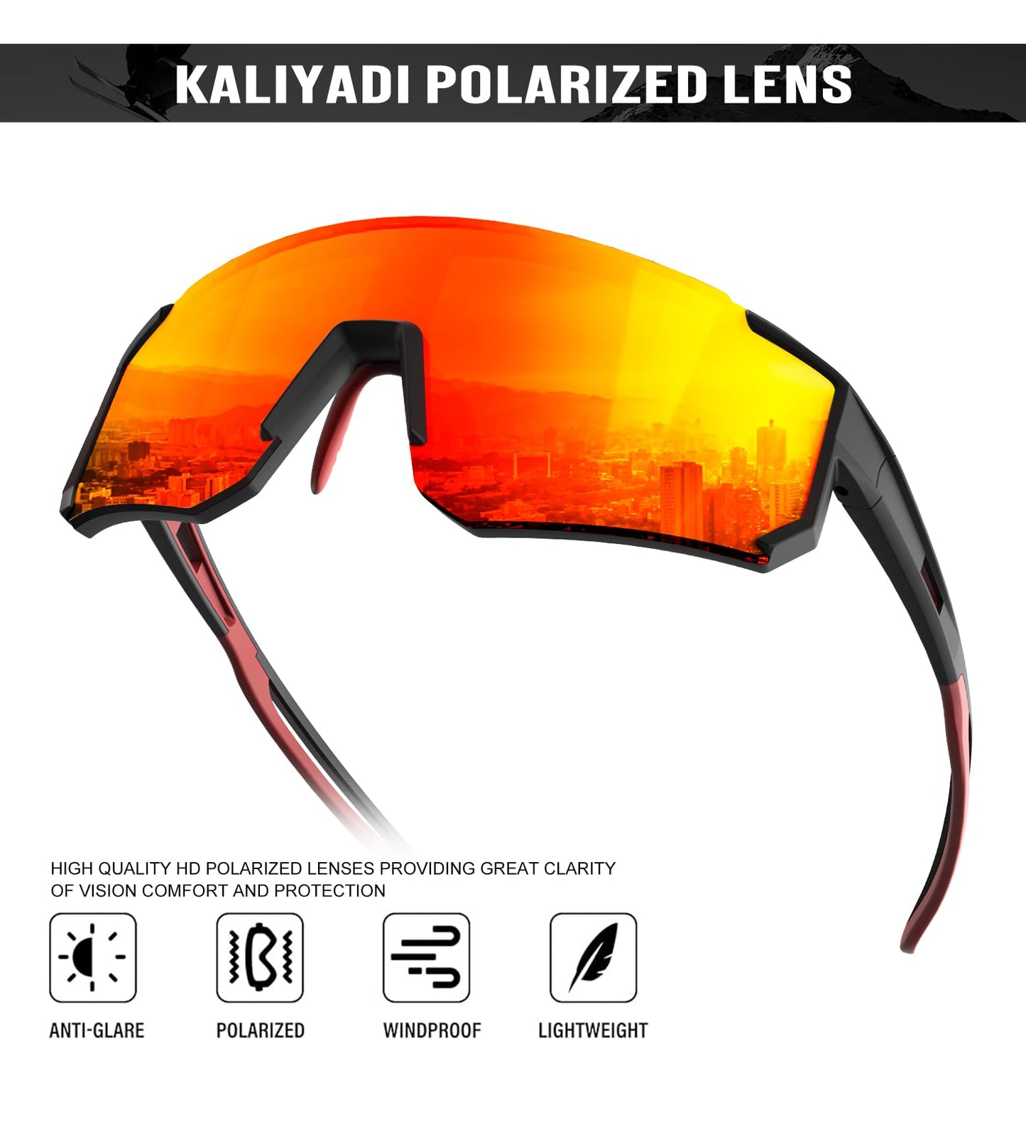 KALIYADI Polarized Sunglasses-for-Men Sports Sunglasses: Mens Running Sun Glasses UV400 Protection for Cycling Fishing