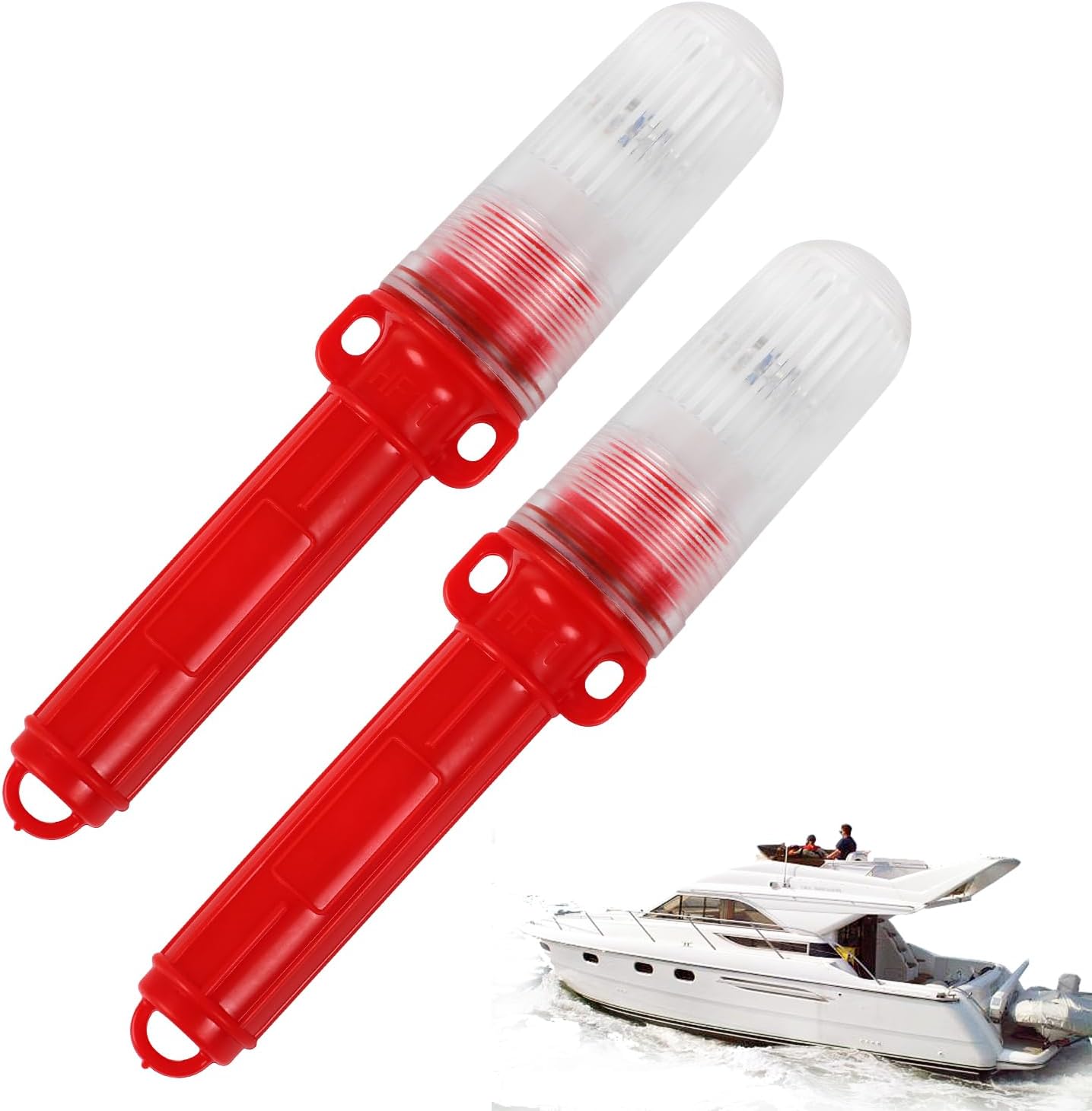 2PCS Boat Flares, Waterproof Signals for Fishing Nets, Buoys & Boats (Red)