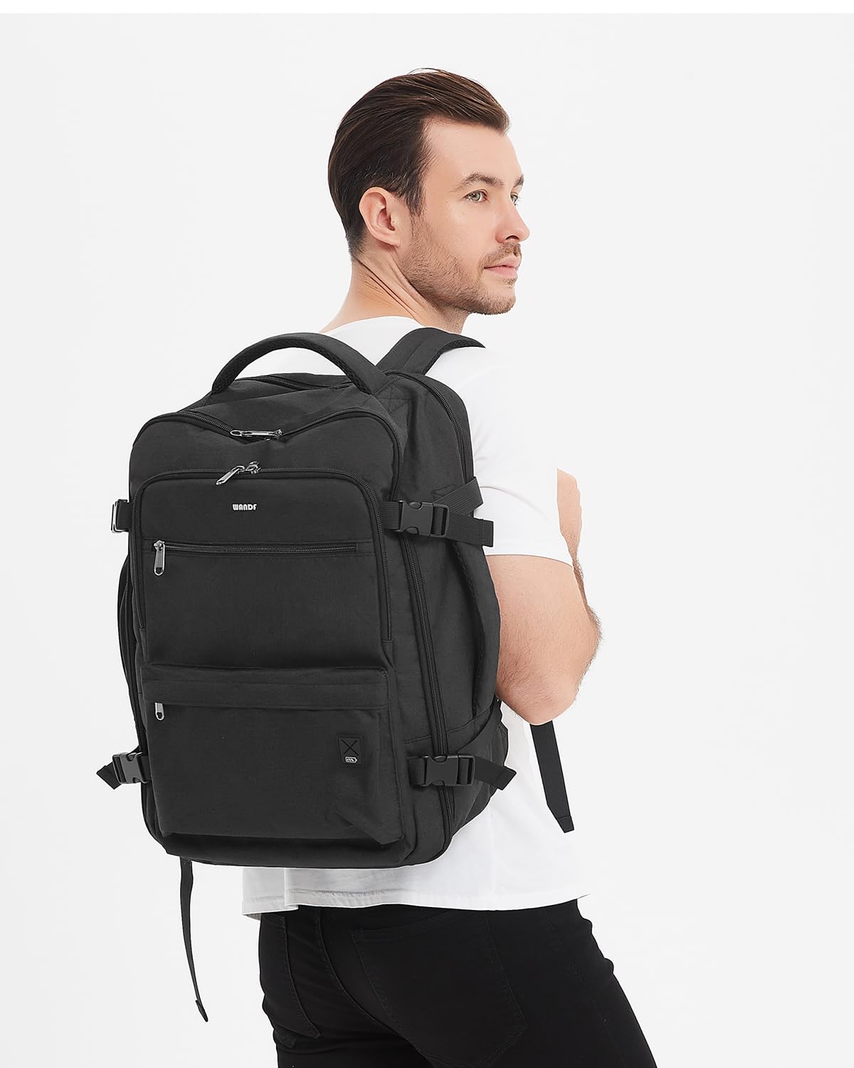 WANDF Travel Backpack For Spirit Airlines Personal Item Bag 18x14x8 with Wet Pocket, 17 Inch Laptop Backpack for Men Women(Black)