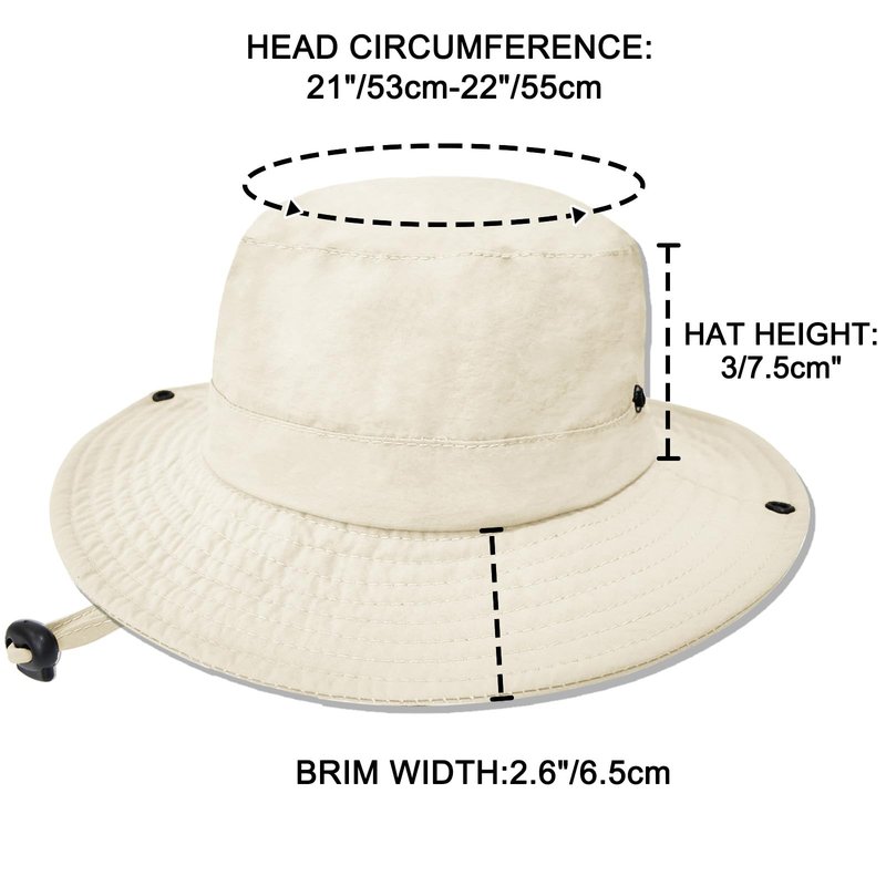 Outdoor Kids Sun Hat UPF 50+ Quick Dry Foldable Bucket Hat Lightweight Adjustable Fishing Safari Hat for Girls and Boys Beige