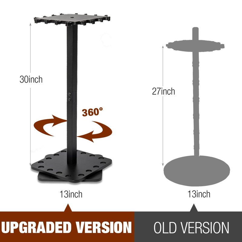 Ghosthorn Fishing Rod Holders for Garage 360 Degree Rotating Fishing Pole Rack, Floor Stand Holds up to 16 Rods Wood Fishing Gear Equipment Storage Organizer, Fishing Gifts for Men Women
