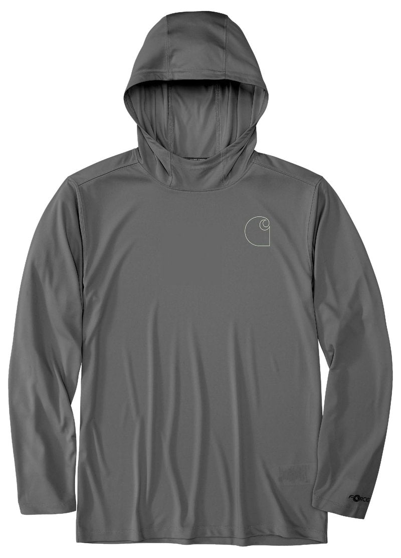Carhartt Men's Force Sun Defender™ Lightweight Long-Sleeve Hooded Logo Graphic T-Shirt, Steel, X-Large/Tall
