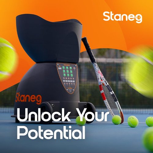Staneg Pro Tennis Ball Machine – Battery-Powered Portable Launcher with Remote Control | 9 Training Programs | Adjustable Spin & Speed | 150-Ball Capacity