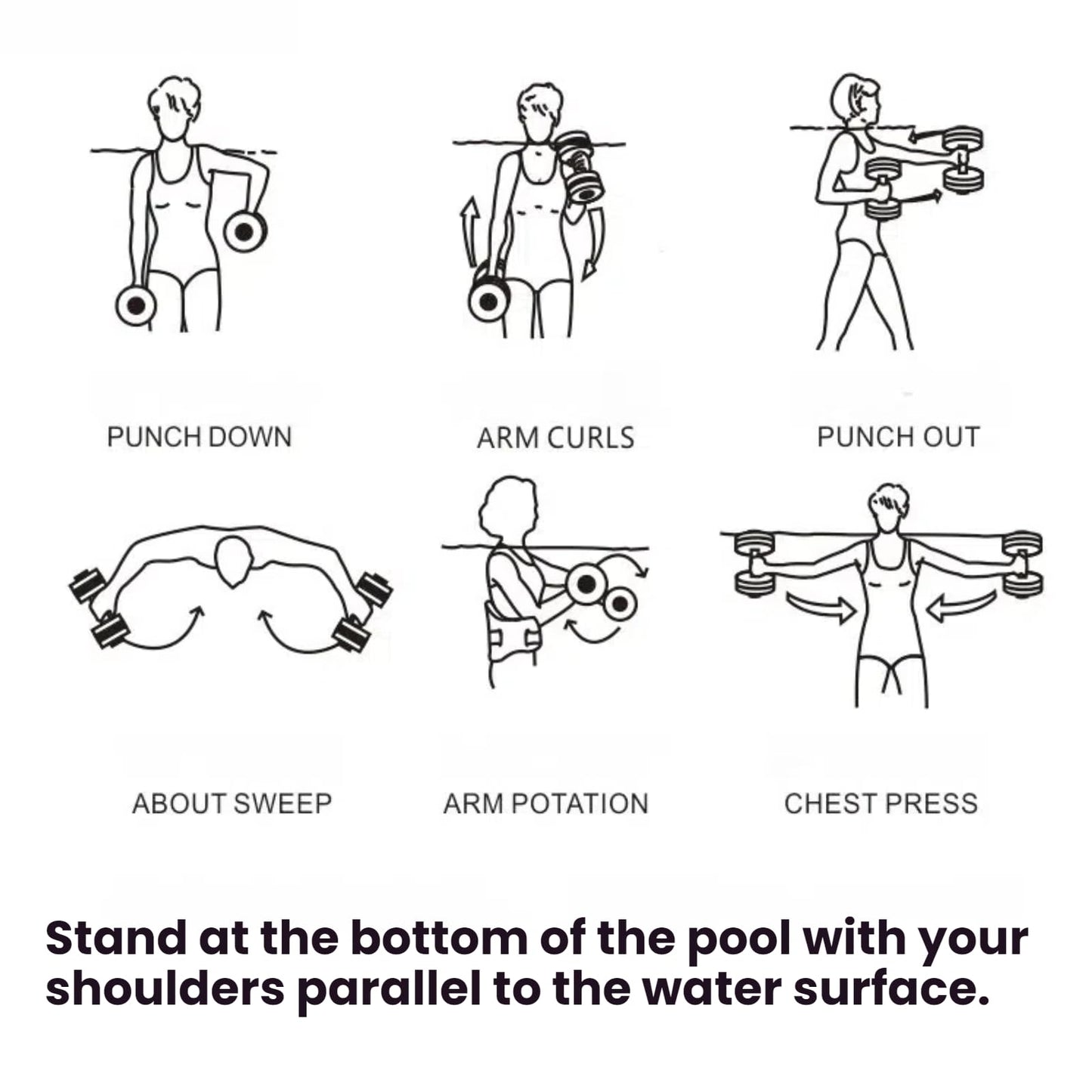 2PC Aquatic Dumbells Set, High-Density EVA Water Weights for Pool Exercise, Water Dumbbells for Pool Exercise, Aqua Fitness Barbells Equipment for Water Aerobics (YE)