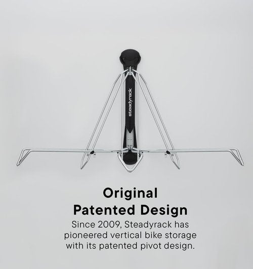 Steadyrack Bike Rack for Road Bikes - The Original Wall Mounted Vertical Bike Storage - Fits Narrow Tires - Space Saving Pivot Design - Heavy-Duty Steel Rack for Indoor Garage, Apartment or Home Use