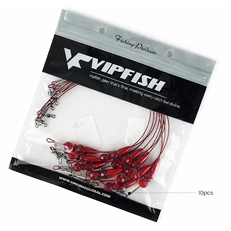 Vipfish Blood+3/8oz Texas Rig 10 Pack – Pre-Rigged Bass Rig with Bullet Weight, Swivel & Snap