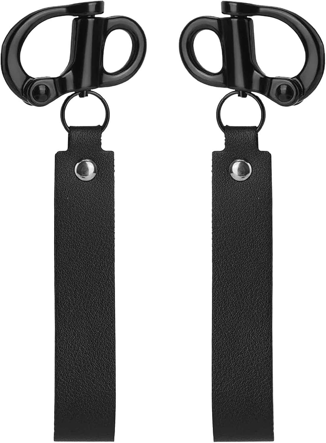 2 Pcs SCBA Mask Quick Release Clip Shackle, Firefighter Accessories, Quick Release Lanyard, Marine Grade 316 Stainless Steel Rigging Shackle with Black Leather Handle