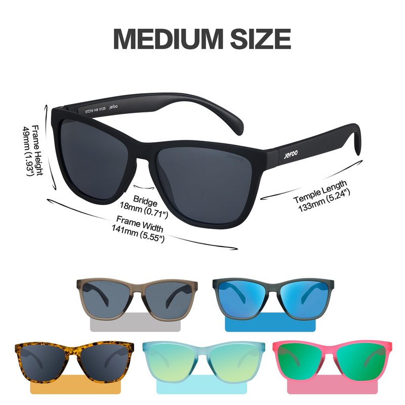 Jefoo Polarized Sports Sunglasses for Women Men Running Retro Trendy Sun Glasses UV400 Protection Tangle Free