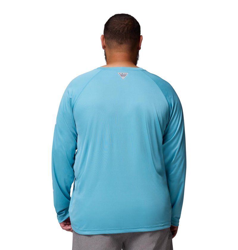 Columbia Men's PFG Terminal Tackle Long Sleeve Fishing Shirt, Vintage Blue/White Logo, 4X