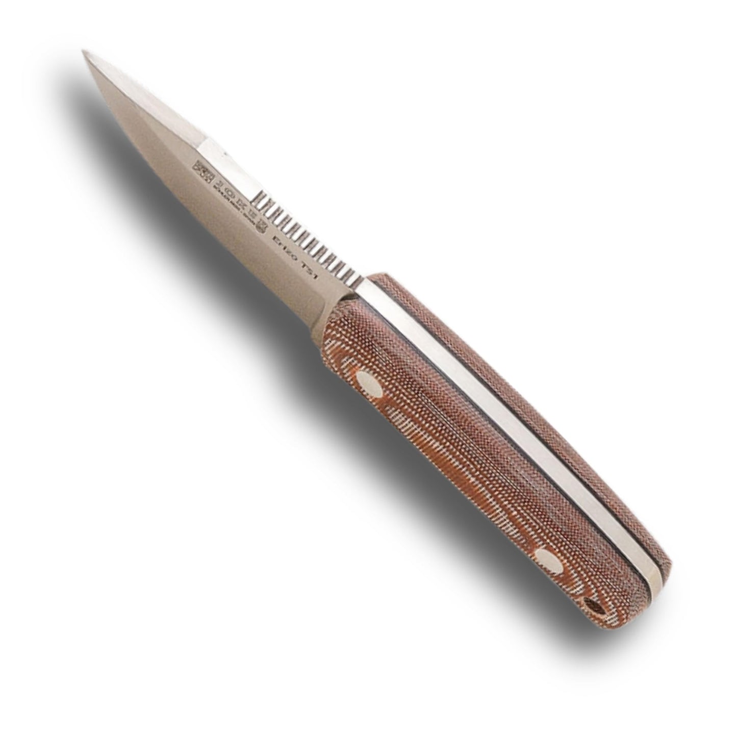 Joker "Erizo TS1 CD81-F Sports Survival Knife, Brown Canvas Micarta Handle, 2.95-inch Blade, Includes Kydex Sheath, 550 Paracord, and Fire Starter, Fishing, Hunting, Camping, and Hiking Tool