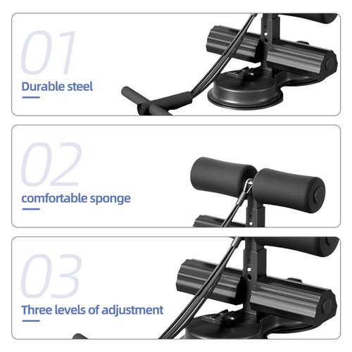 Ab Training Auxiliary Device with Bands, Multi-functional Adjustable Ab Trainer, Muscles Full Body Training for Girl and Men, Sit Up Machine, Portable Fitness Equipment for Home & Gym, with 2 Suction Cups