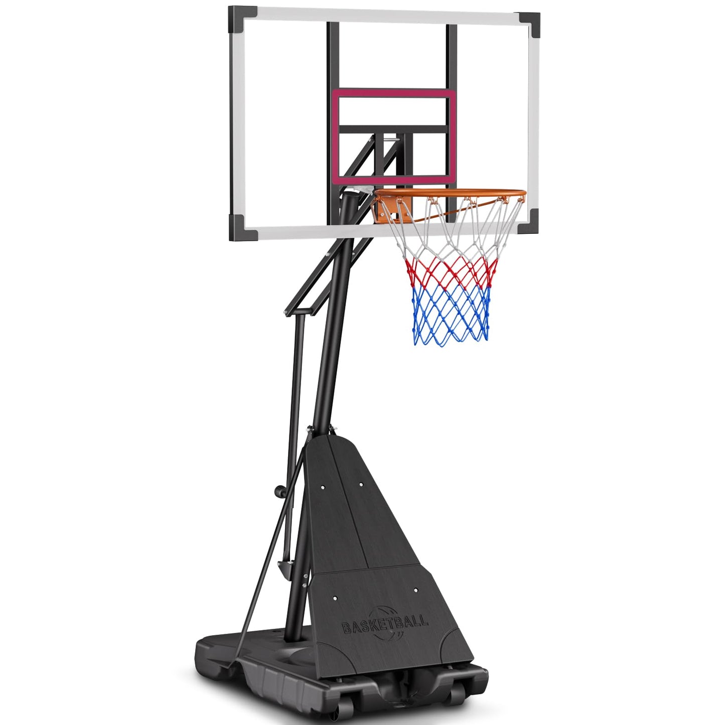Asbest Basketball Hoop Outdoor with 44" Shatterproof Backboard, 5.09-10FT Adjustable Basketball Goal System, Portable Hoop with Wheels & Easy Adjustment for Driveway, Backyard, Court (Purple)