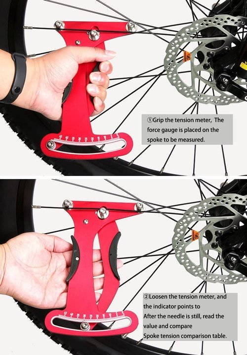 Bicycle Spoke Tension Meter Wrench Repair Tool Set, 8pcs Adjustment Bike Bicycle Spoke Indicator Tensiometer Wrench, Wheel Repair Tool W/Valve Wrench/Spoke Wrench/Tire Lever/Hex/Socket Wrench