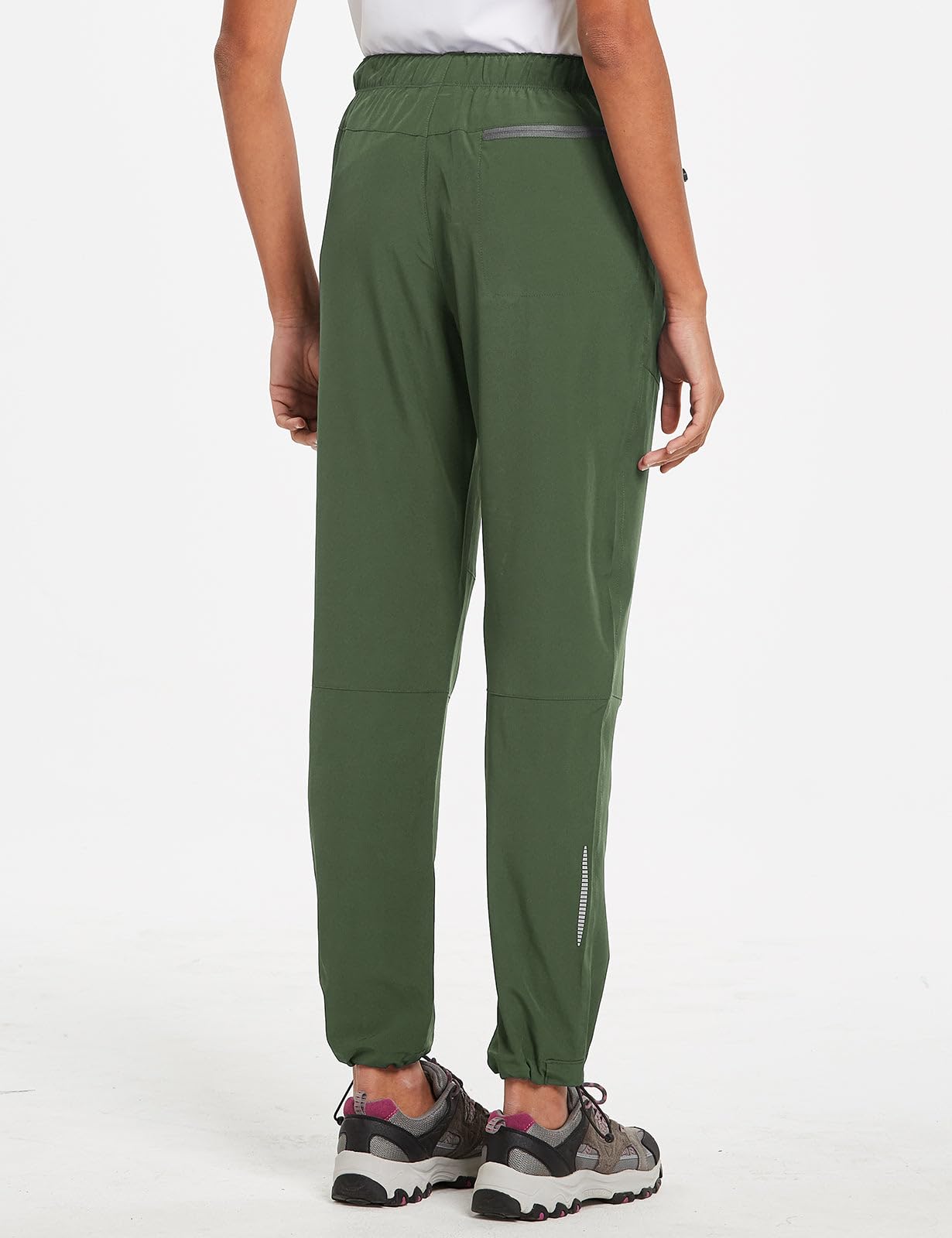 baleaf Cargo Pants for Women Petite Joggers Lightweight Quick Dry Pant Water Resistant 27'' Travel Workout Athletic Trip 27''-Army Green XL