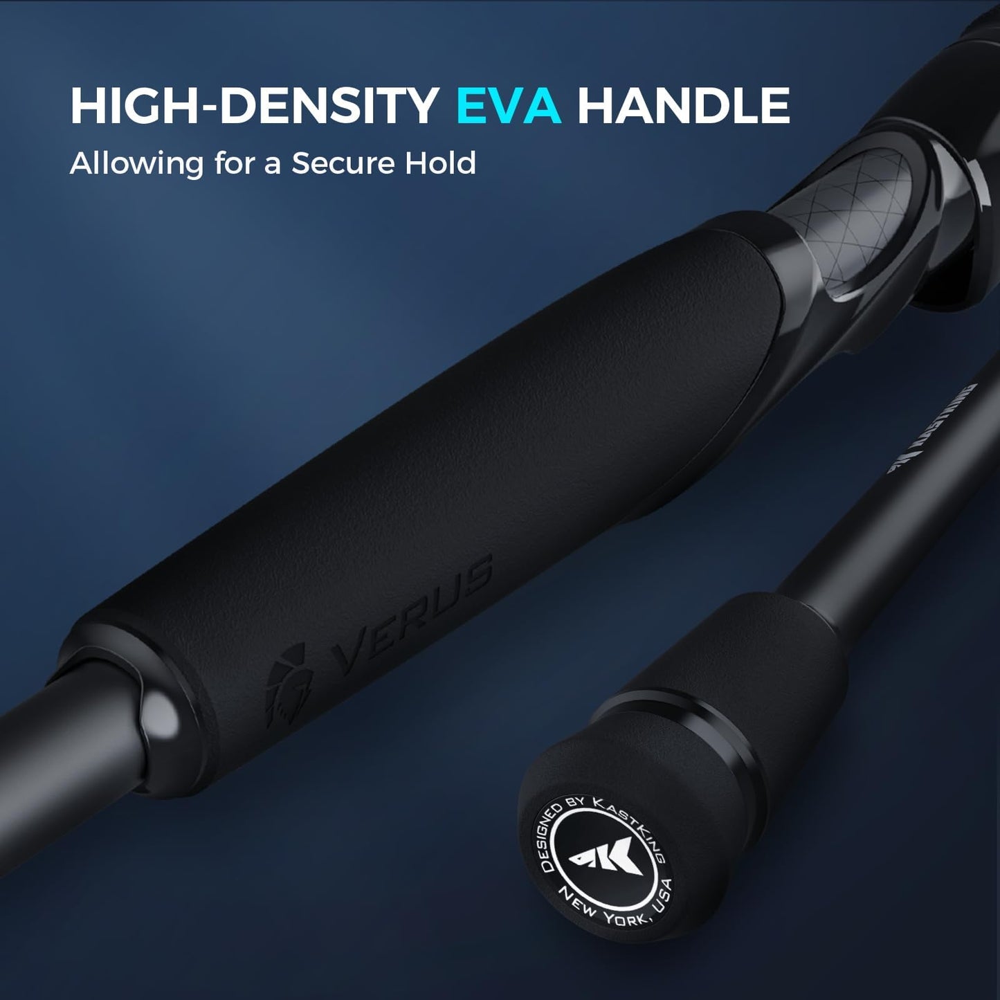 KastKing Verus Performance Spinning & Casting Fishing Rod with Extra Tip, Lightweight KastFlex IM6 Graphite, FazLite Rings Guides, EVA Grip, PTS Power Transition System, Spin, 7'6", MH