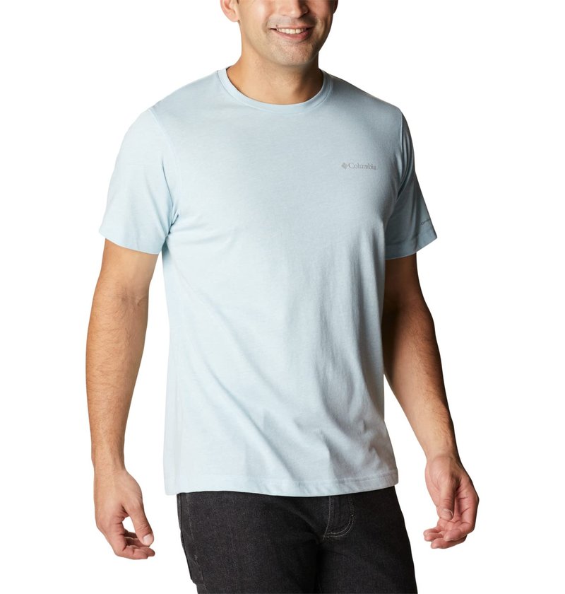 Columbia Men's Thistletown Hills Short Sleeve, Sky Blue Heather, Small