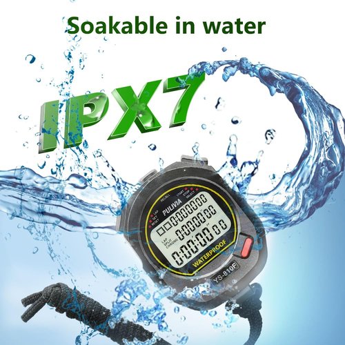 PULIVIA Waterproof Stopwatch Timer 10 Lap Split Memory Digital Stop Watch for Sports