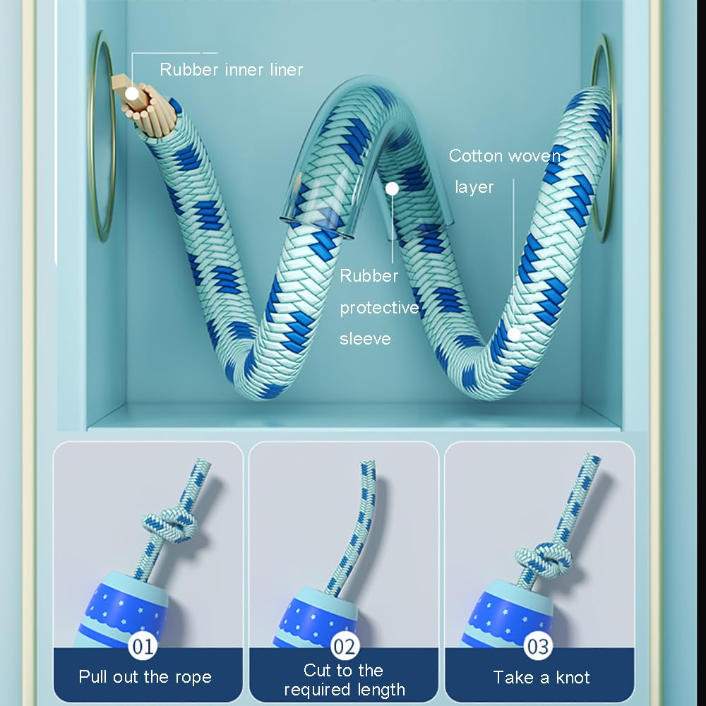 Kids Jump Rope with Wooden Handles, Adjustable Cotton Rope for Outdoor PE