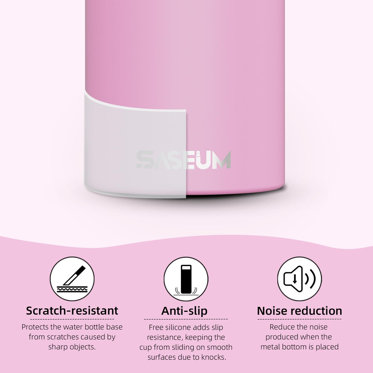 SASEUM Sport Water Bottle 22oz Stainless Steel Double Wall Vacuum Thermal Mug with Leak Proof Spout Lids, Wide Mouth Metal Insulated Water Jug for Gym and Travel(Pink)