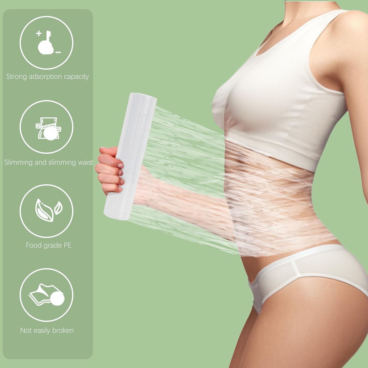 Jolbndcv 50 Meters Osmotic Plastic Body Wrap,Workout and Sweat Enhancer Stomach Reduces Cellulite Body Wrap Film Effect Applicator