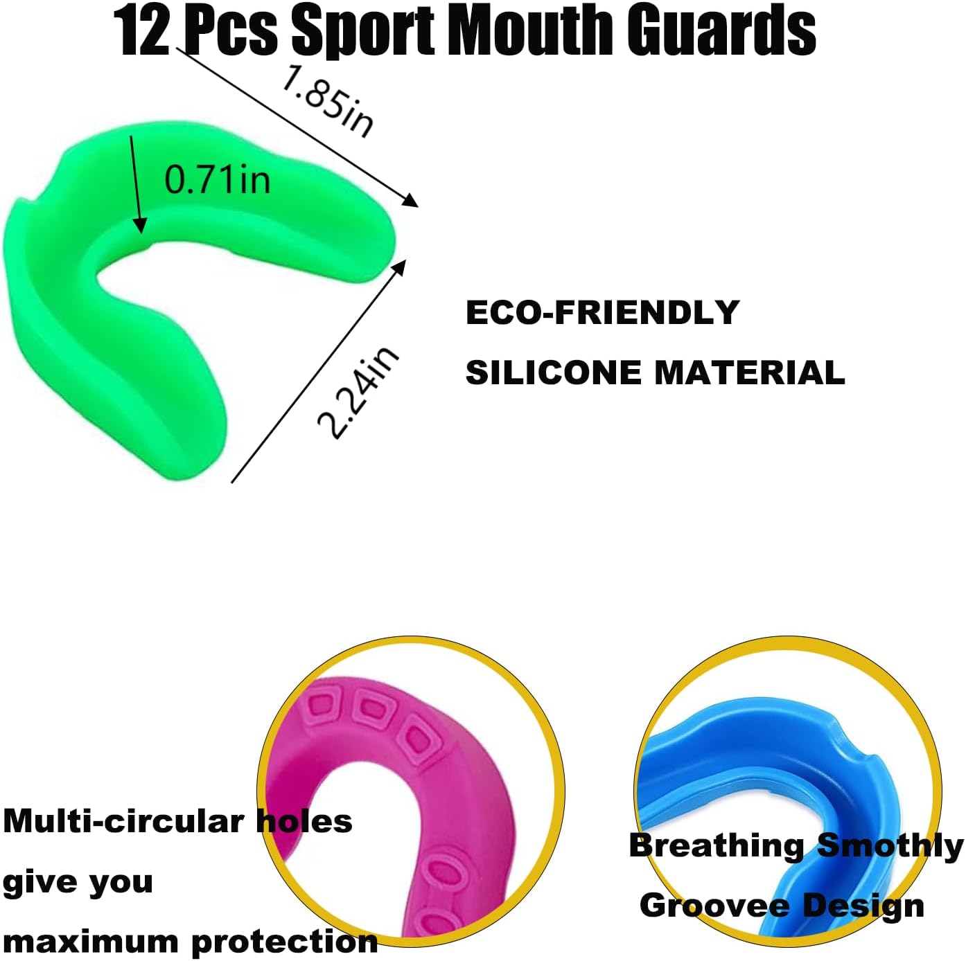 12 Pcs Sport Mouth Guards Mouth Protection Athletic Mouth Guard for Hockey Football Boxing Lacrosse Basketball (Multiple Color)