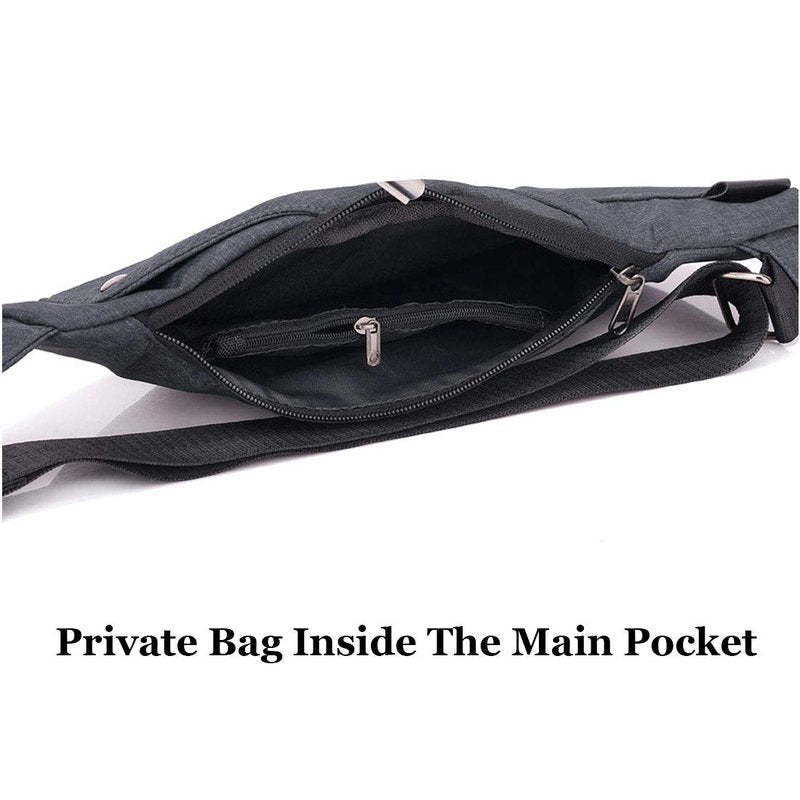 TOLOG Flat Anti-Theft Sling Bag for Women and Men Small Slim Crossbody Bag Hidden Pocket Pack for Travel Hiking Casual Daily