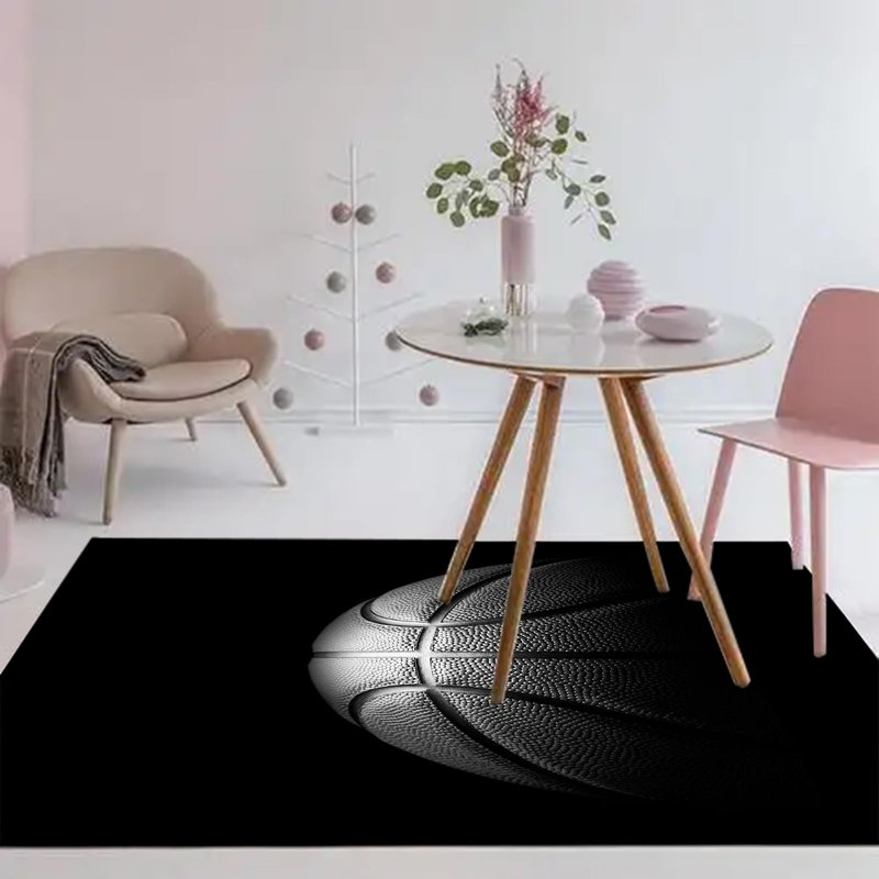 kxry 2 * 3 Feet Black Basketball Soft Area Rugs for Kids Girls Boys Basketball Sports Floor Carpet for Living Room Bedroom Dorms Nursery Rooms Home Decor Aesthetic