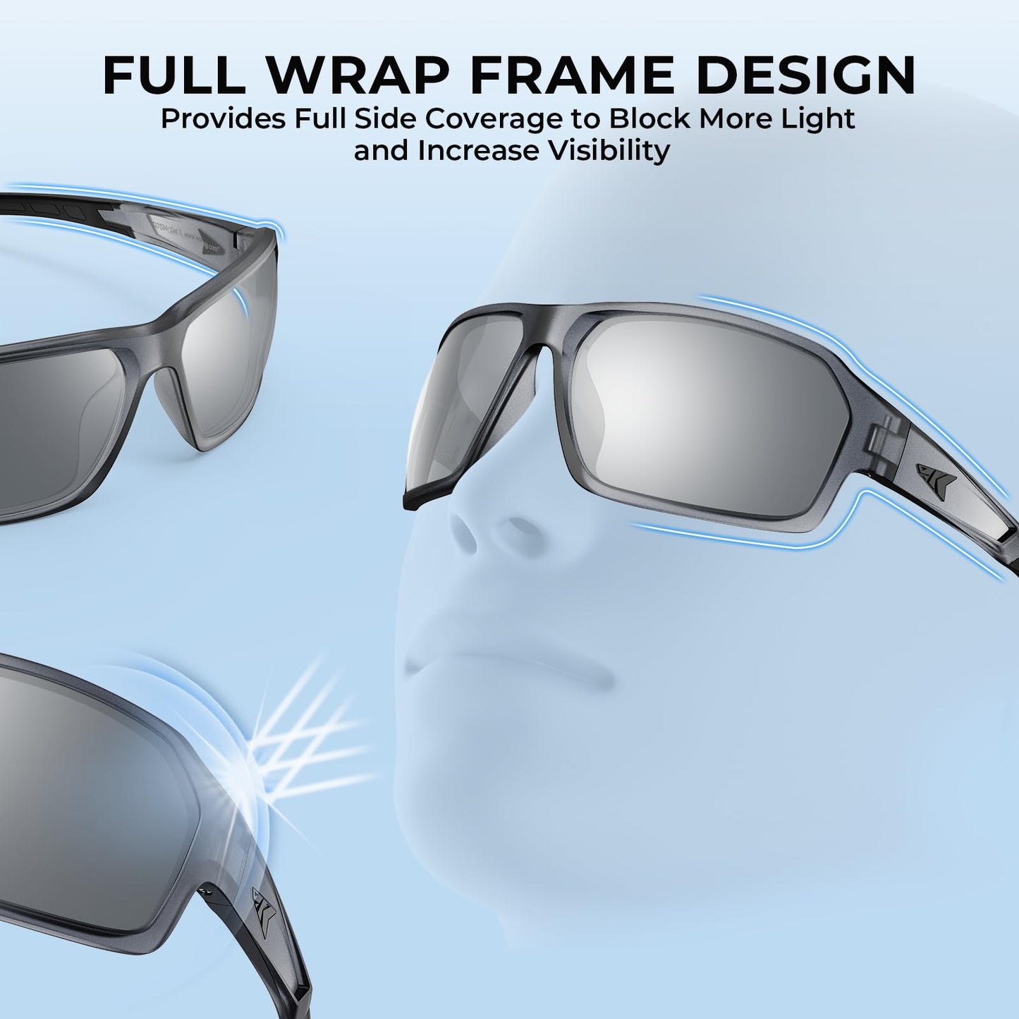 KastKing Chippewa Polarized Sunglasses – UV400 Protection, Full Wrap, 1.0mm TAC Lenses for Fishing, Cycling & Outdoor Sports