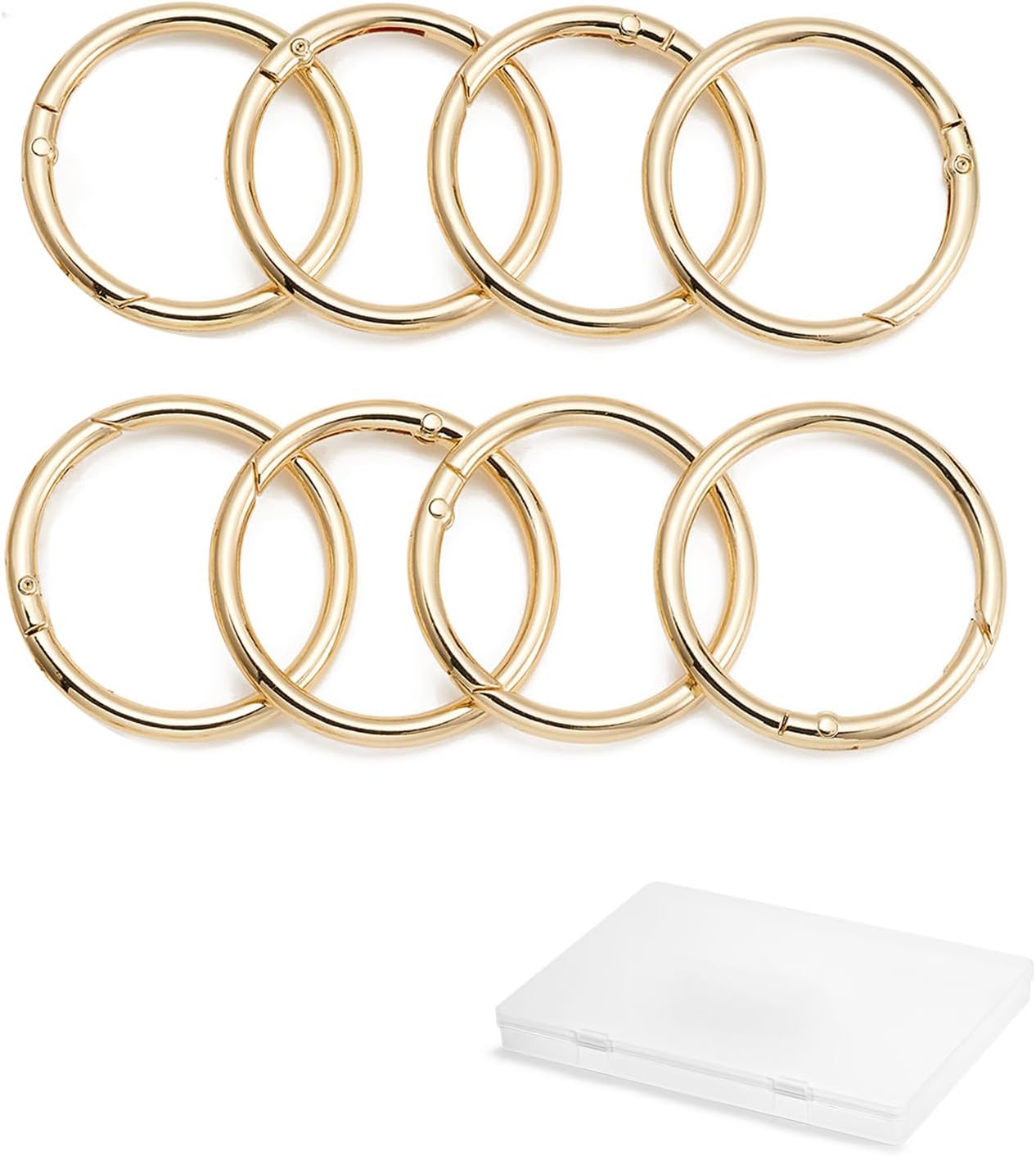 15pcs Trigger Spring O Rings Round,Metal Keychain Ring Round Carabiner Clips for Keyrings Buckle, Bags,Purses
