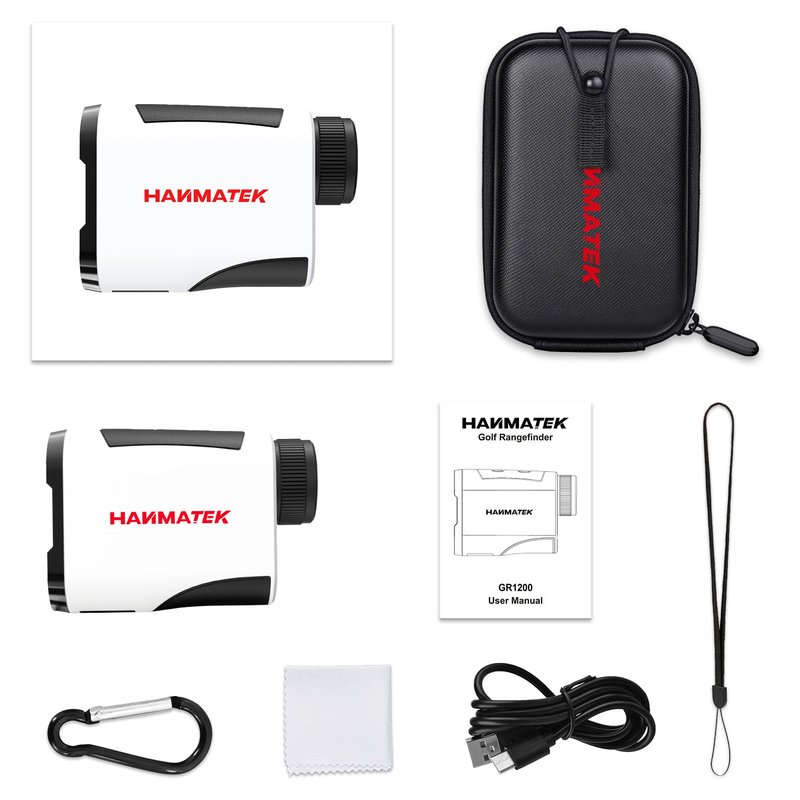 HANMATEK GR1200 Golf Rangefinder with Slope, Flag Lock & Vibration, 6.5X Magnification, 1200 Yards Range, Rechargeable Battery, Golf Distance Finder for Men and Women