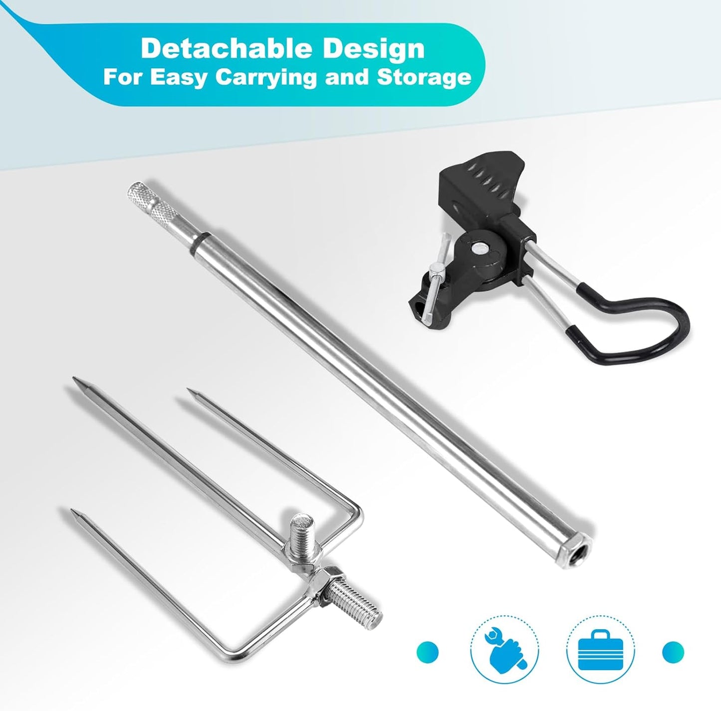 2 Pack Fishing Rod Holders for Bank Fishing, Multifunctional Stainless Steel Fishing Pole Holders for Ground, 360 ° Adjustable & Detachable Easy to Carry, Gift for Men Father’s Day, Birthday Day